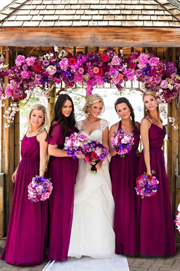 زفاف - Hot Sale Halter Sleeveless Floor-Length Purple Bridesmaid Dress