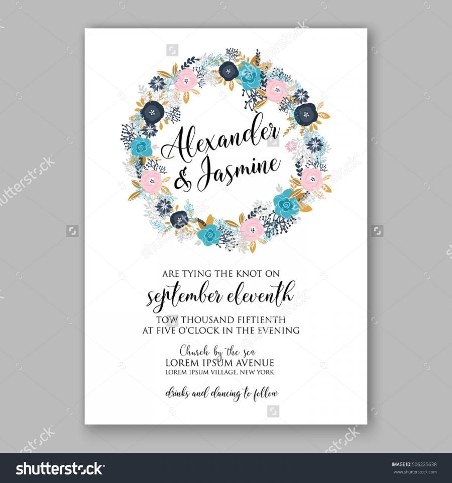 Mariage - Wedding invitation or card with tropical floral background. Greeting postcard in grunge retro vector Elegance pattern with flower rose illustration vintage chrysanthemum Valentine day card Luau Aloha
