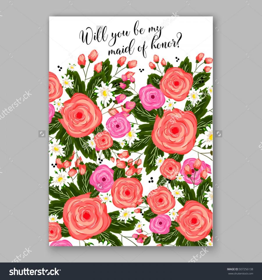 زفاف - Wedding invitation printable template with floral wreath or bouquet of rose flower and daisy Romantic pink peony bouquet bride wedding invitation template design. Bridal shower invitation card
