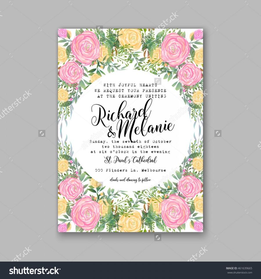 Wedding - Wedding invitation or card with tropical floral background. Greeting postcard in grunge retro vector Elegance pattern with flower rose illustration vintage style Valentine's day card Luau Aloha