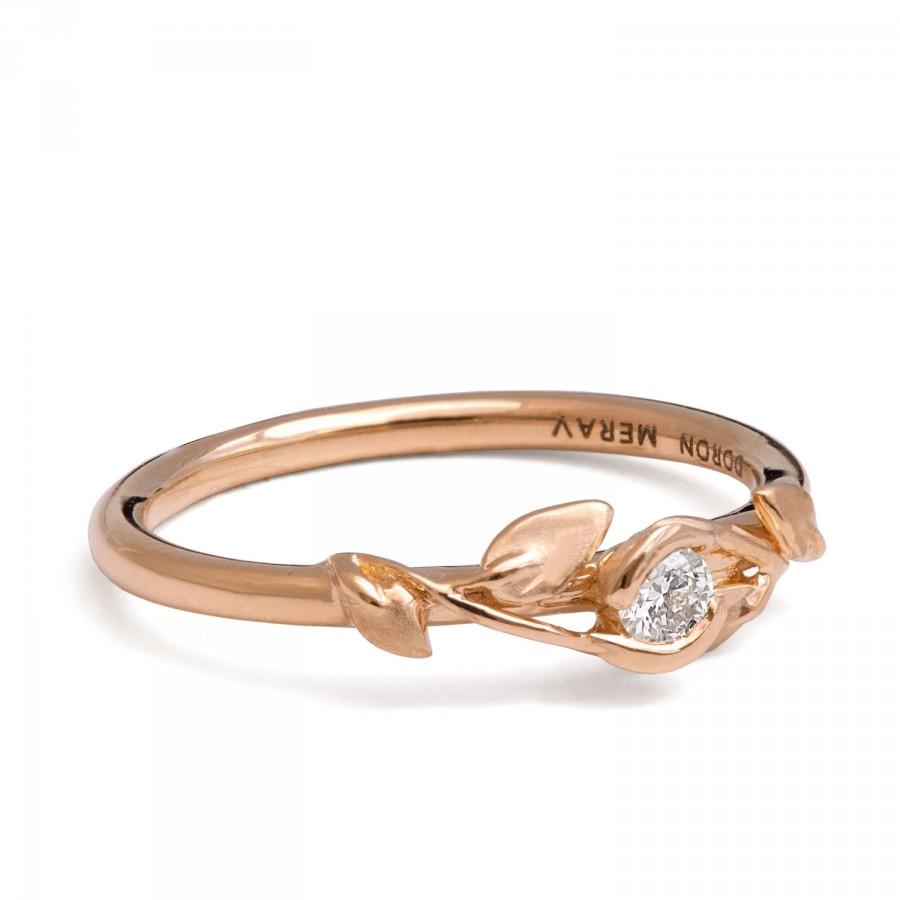 زفاف - Leaves Engagement Ring, 18K Rose Gold and Diamond engagement ring, engagement ring, leaf ring, antique, game of thrones jewelry, vintage, 14