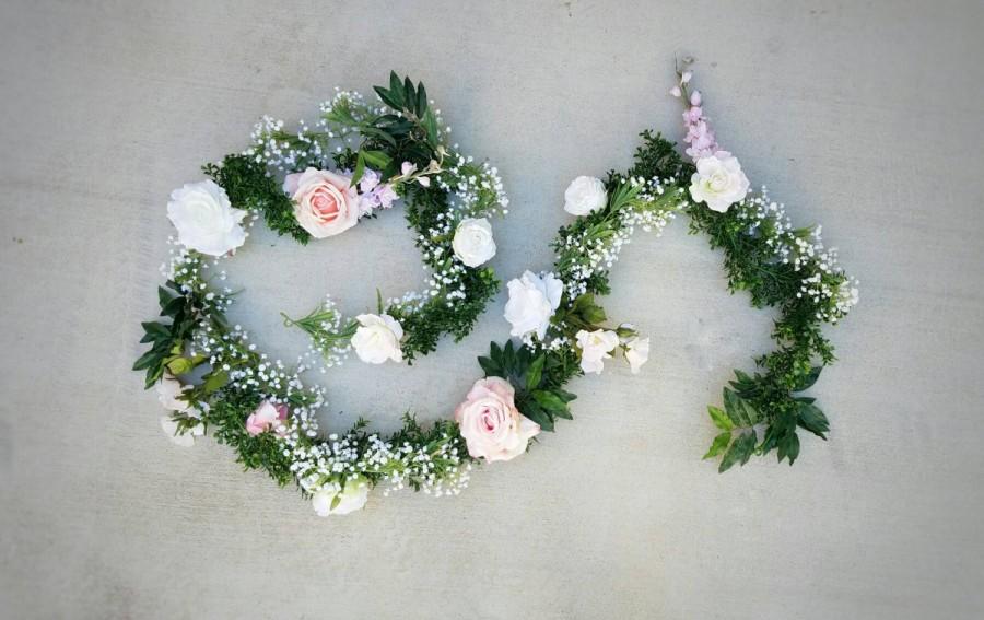 Hochzeit - Floral Garland, Silk Flower Garland, Floral Table Runner, Wedding Garland, Table Runner, Centerpiece, Reception Flowers, Wedding Flowers