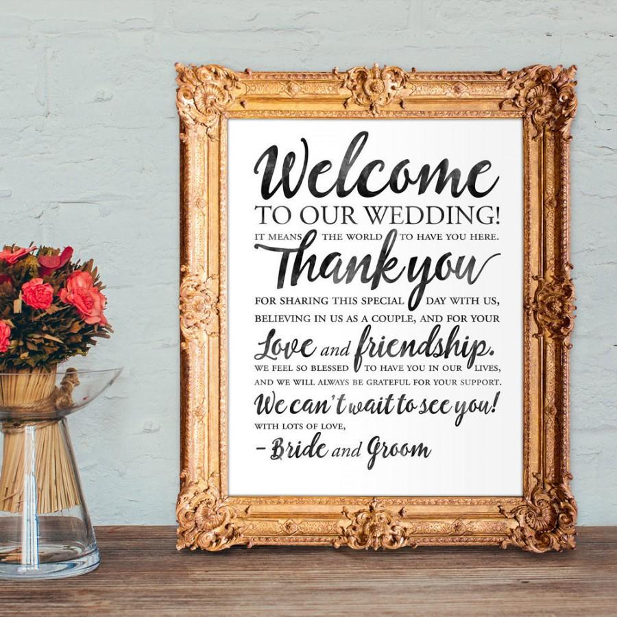 زفاف - Wedding Welcome Sign - Wedding thank you sign - PRINTABLE 8x10 - 16x20 - 18x24 - 20x30 - 24x36