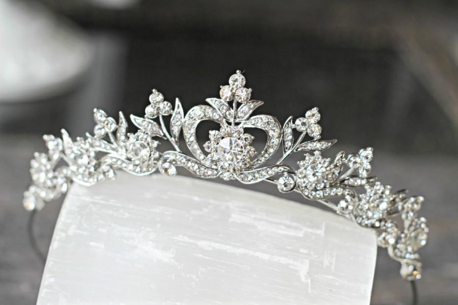 Mariage - Bridal Tiara Crystal Heart Tiara - DIANA, Swarovski Bridal Tiara, Crystal Wedding Crown, Rhinestone Tiara, Wedding Tiara, Diamante Crown