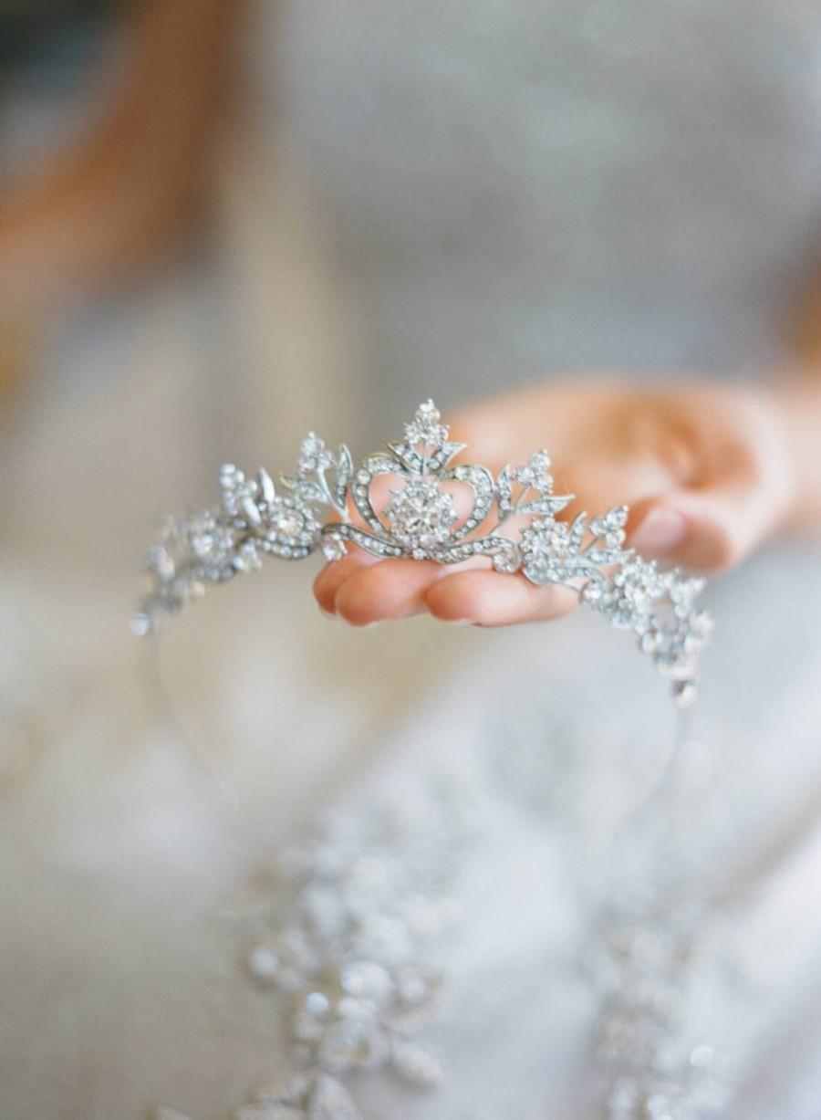 زفاف - Bridal Tiara Crystal Heart Tiara - DIANA, Swarovski Bridal Tiara, Crystal Wedding Crown, Rhinestone Tiara, Wedding Tiara, Diamante Crown