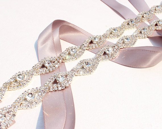 Hochzeit - SALE Thin Bridesmaids Belt  Crystal Bridal sash Thin Crystal Rhinestone Belt Bridal headband Wedding Dress Belt