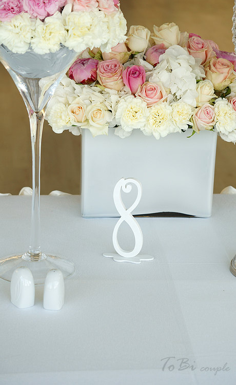 Wedding - Table Number for wedding - White Wooden Table Number Decoration - Calligraphy Style