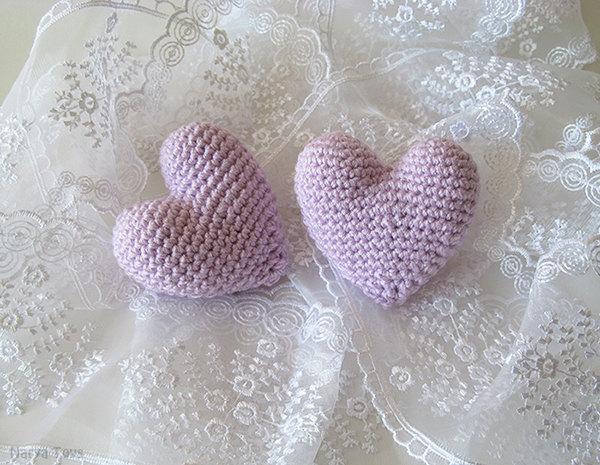 Свадьба - Amigurumi Crochet Vervain Heart (Set of 2) - Cake topper - Wedding table decor - Birthday party decoration
