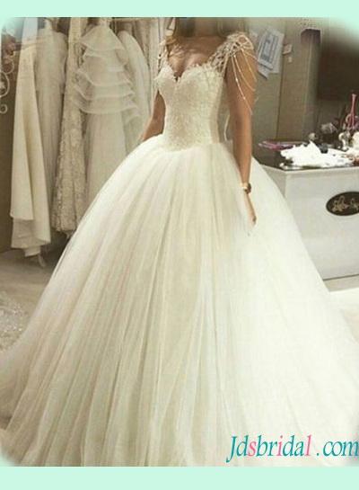Mariage - Strappy princess tulle ball gown wedding dress