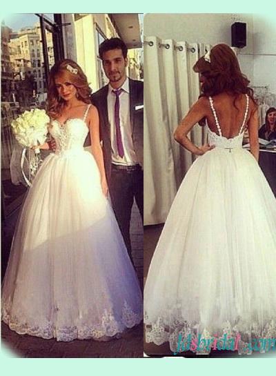 Wedding - Lovely strappy sweetheart neck princess ball gown