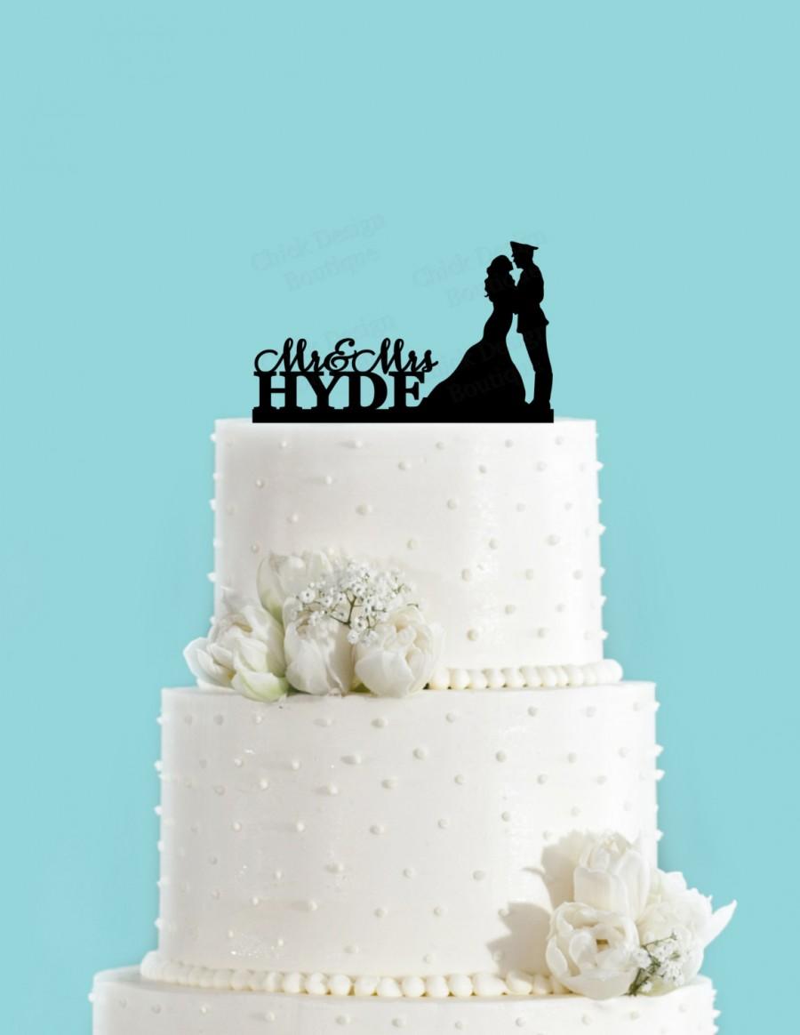 Mariage - Custom Military Themed Bride and Groom Cake Topper, Wedding Cake Topper