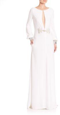 Mariage - Roberto Cavalli Boatneck Embroidered Gown