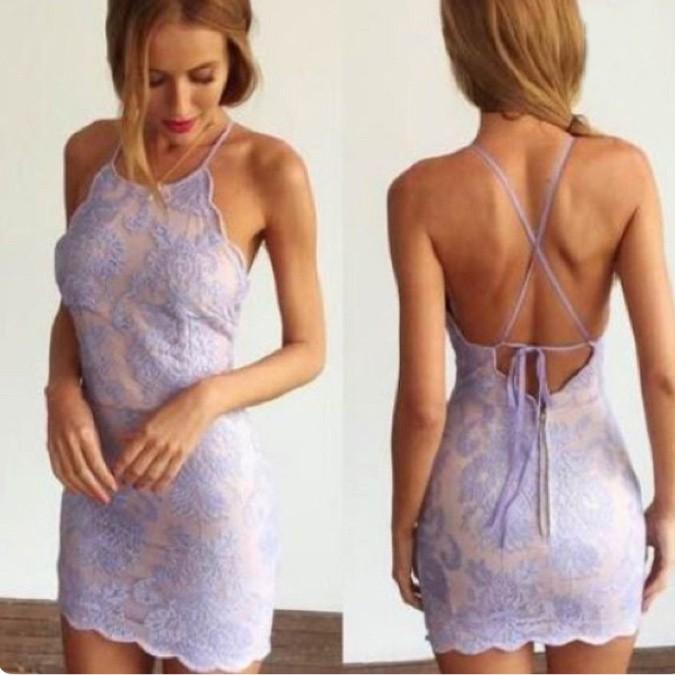زفاف - Sexy Cheap Tight Backless Homecoming Dresses with Appliques Under 100