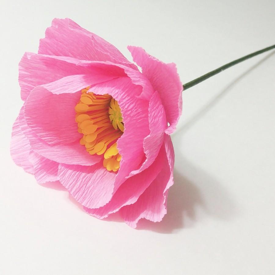 Mariage - Crepe paper Poppy Light Pink Crepe paper flower Paper flower bouquet Flore de papel Home decor Handmade Poppy wedding centerpiece Gift Item
