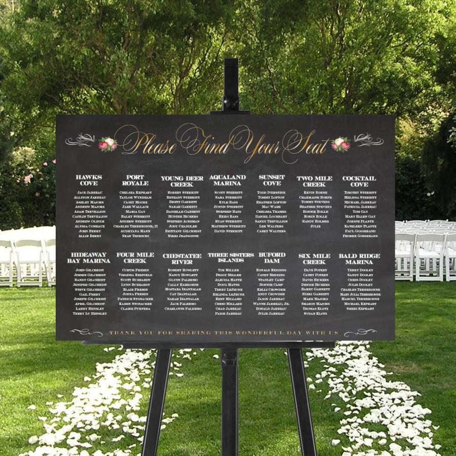 Wedding - PRINTABLE Wedding Seating Chart, Reception Sign with Chalkboard, Find Your Seat, Wedding Seat Sign, DIGITAL Sign, Gold, Silver, Chalkboard