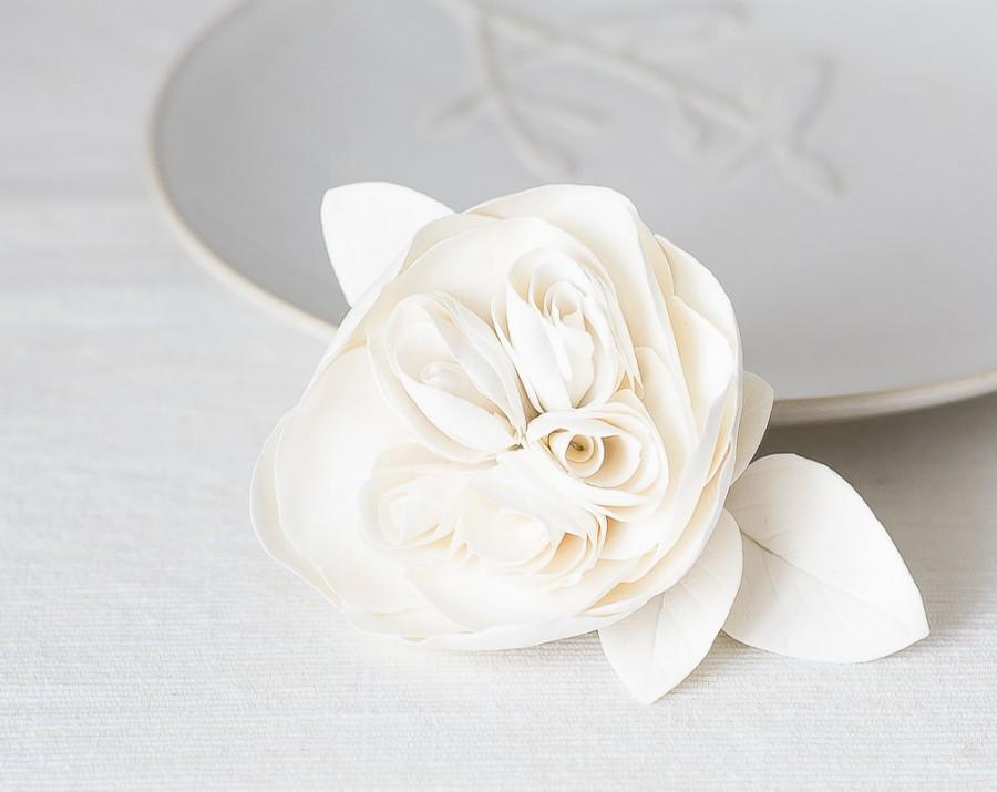 Wedding - Wedding flower hair clip - bridal flower hair clip - rose hair clip - rose headpiece - english rose - David Austin rose - wedding hair clip