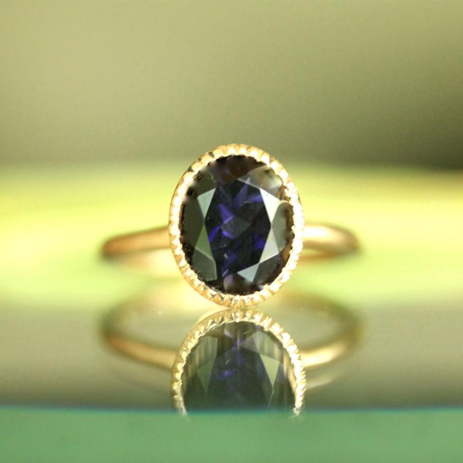 زفاف - Genuine Iolite 14K Gold Engagement Ring, Gemstone Ring, Stacking RIng,  - Made to Order