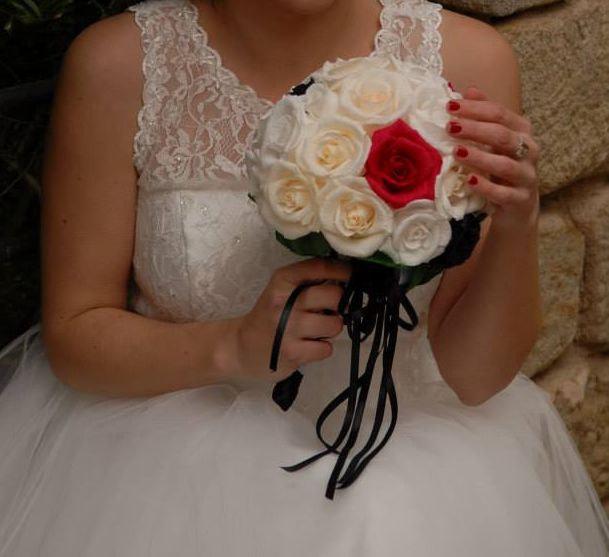 Mariage - Bridal bouquet, wedding bouquet,paper flower bouquet, roses cream, red, wedding paper bouquet, wedding flower bouquet.