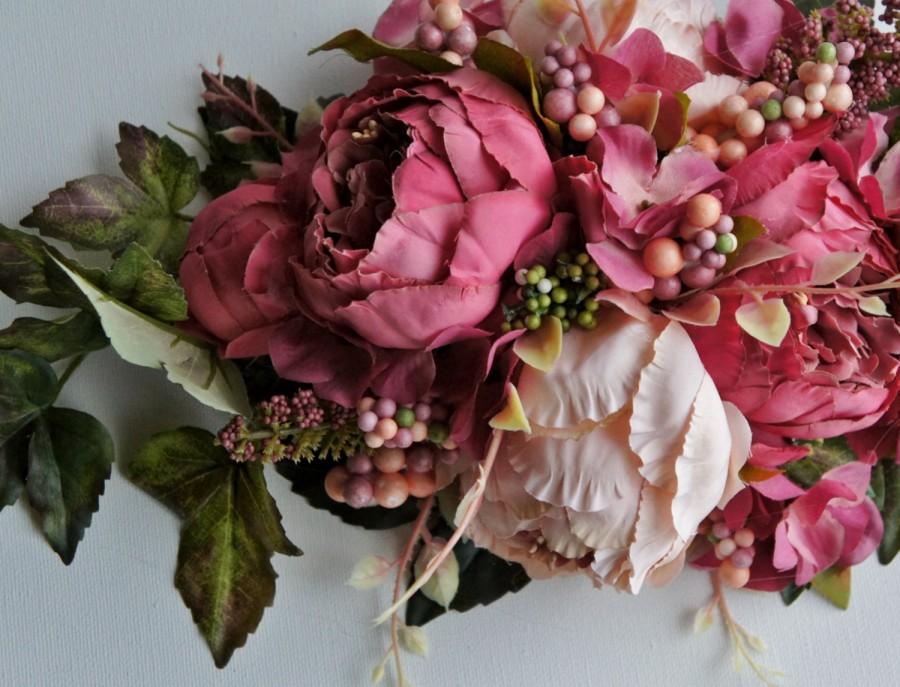 Wedding - Wedding Centerpiece Flowers, Arrangement Centerpiece, Silk Wedding Flowers, Peonies Centerpiece, Wedding Decor Flowers