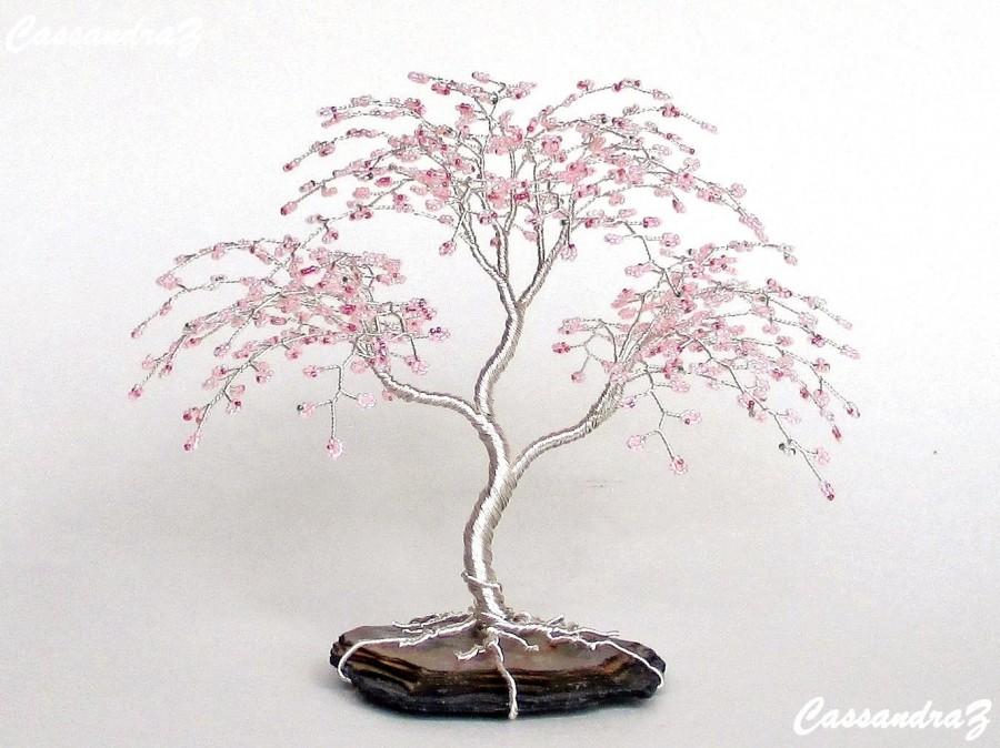 زفاف - Weeping Cherry Blossom Wedding Cake Topper Wire Tree Sculpture Small Pink - MADE TO ORDER Custom