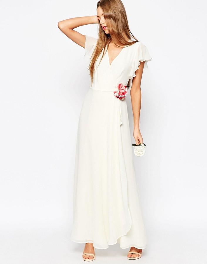 Mariage - ASOS WEDDING Corsage Wrap Maxi Dress