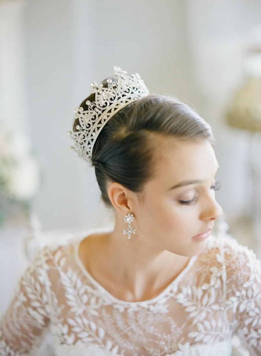 Свадьба - Full Bridal Crown, Scroll Heart Swarovski Crystal Wedding Crown, Silver Bridal Diadem, Crystal Wedding Tiara, Diamante Tiara, GRACE Crown