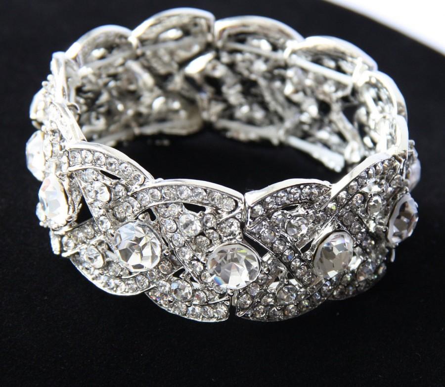 Wedding - Bridal Bracelet, Shiny Crystal Bracelet, Clear Rhinestone Bracelet, Swarovski Wedding Bracelet, Bridal Jewelry, Wedding Accessories