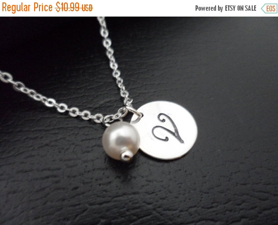Wedding - ON-SALE Personalized Initial and Pearl Necklace - Bridal Jewelry, Bridesmaid Gifts, Custom Initial, Personalized