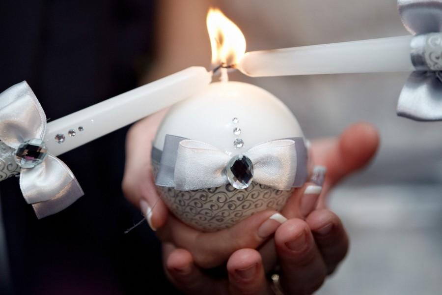 زفاف - Winter Wedding, Christmas, Frosty Wedding,Silver Wedding Unity Candle  from the collection of LACE White Wedding Silver Wedding3pcs