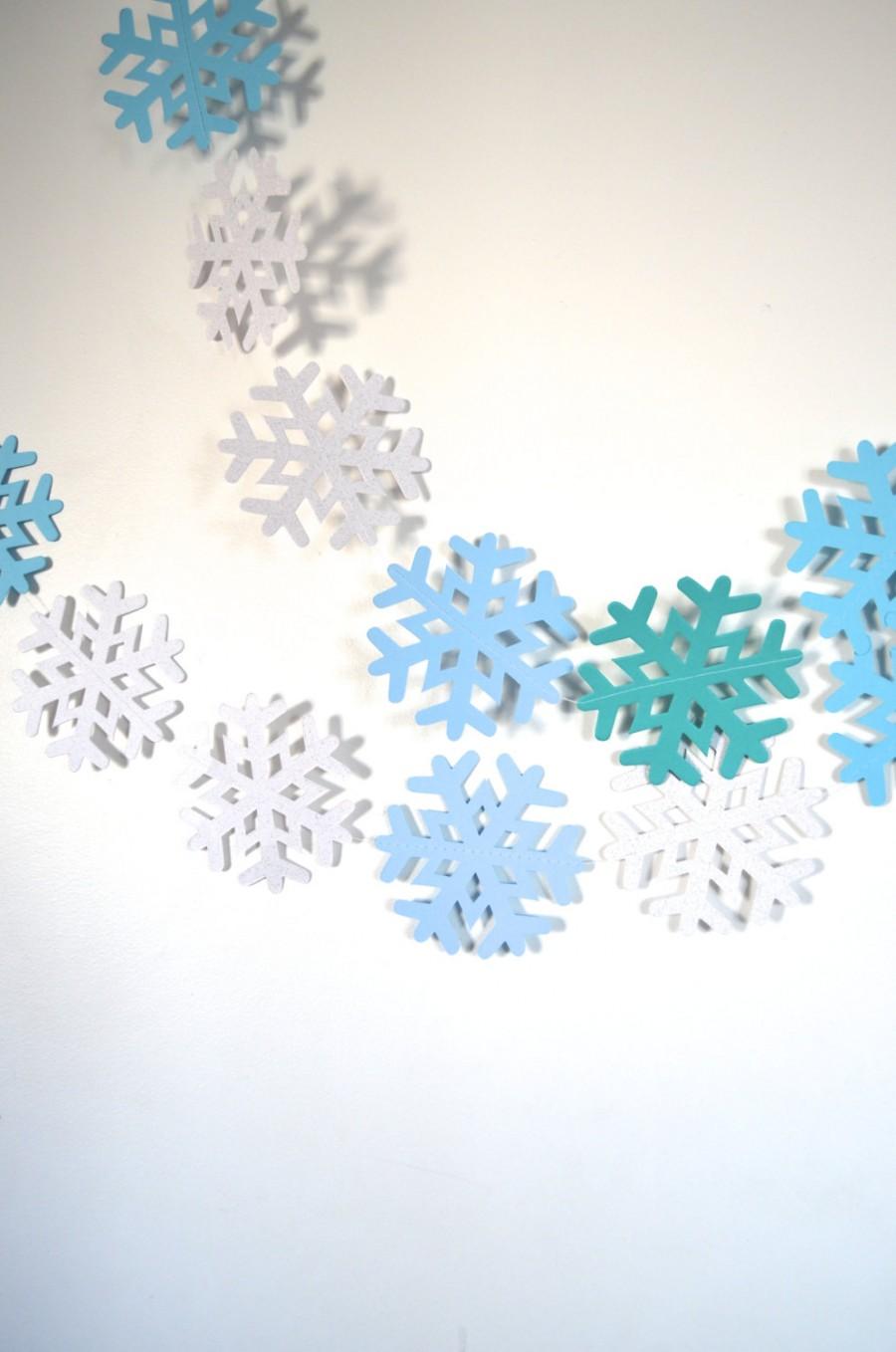 Hochzeit - Icy Snowflake Garland - extra large frozen snowflake banner, 10 feet long