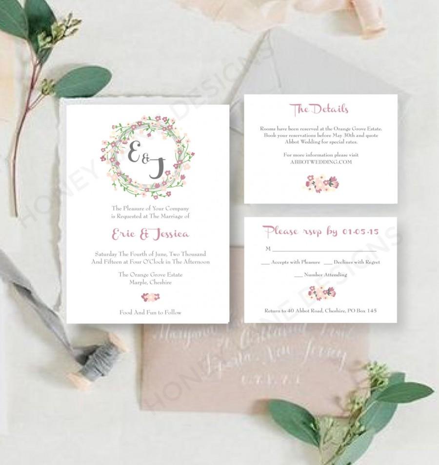 Свадьба - Personalised Printable Wedding Invitation Set; Invite, RSVP, Details Card - Jessica Collection