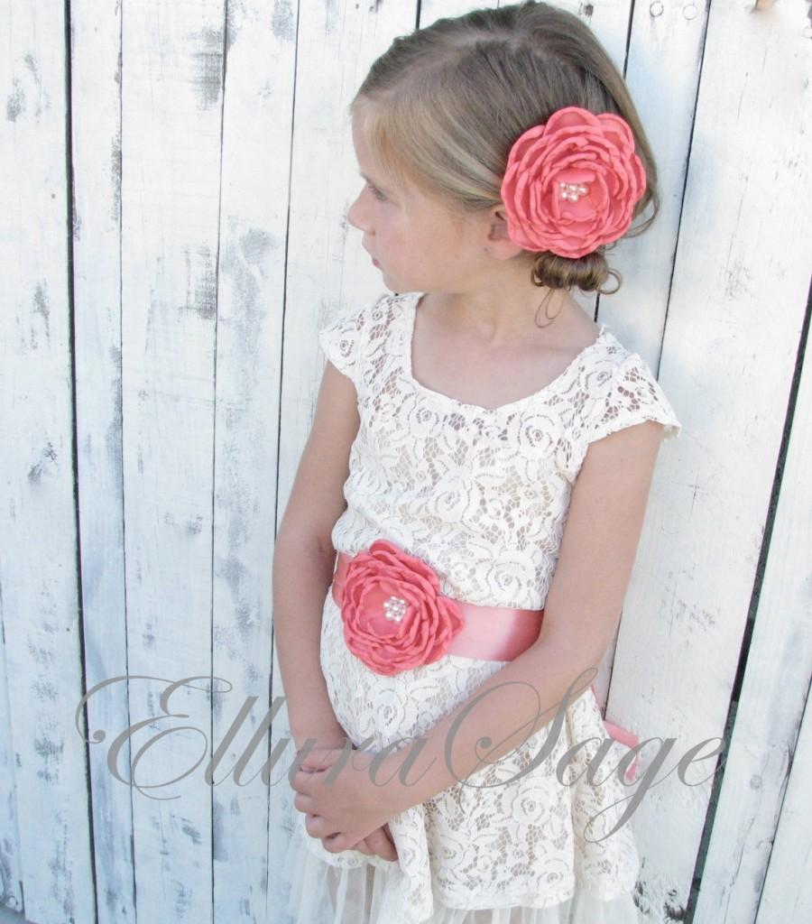 Mariage - Cream flower girl dress, Ivory lace baby dress, rustic flower girl dress, Baptism dress, 9M, 12M, 2T, 3T, 4T, 5T, 6, 7, 8, 9, 10, 11,12,14