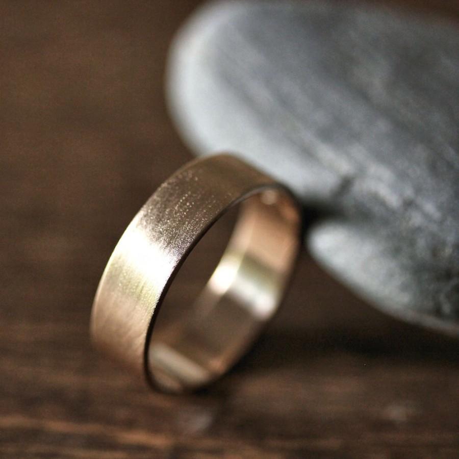 زفاف - Gold Men's Wedding Band, 6mm Wide Brushed Flat 14k Recycled Yellow Gold Groom's Ring Mens Wedding Ring Gold Ring -  Made in Your Size