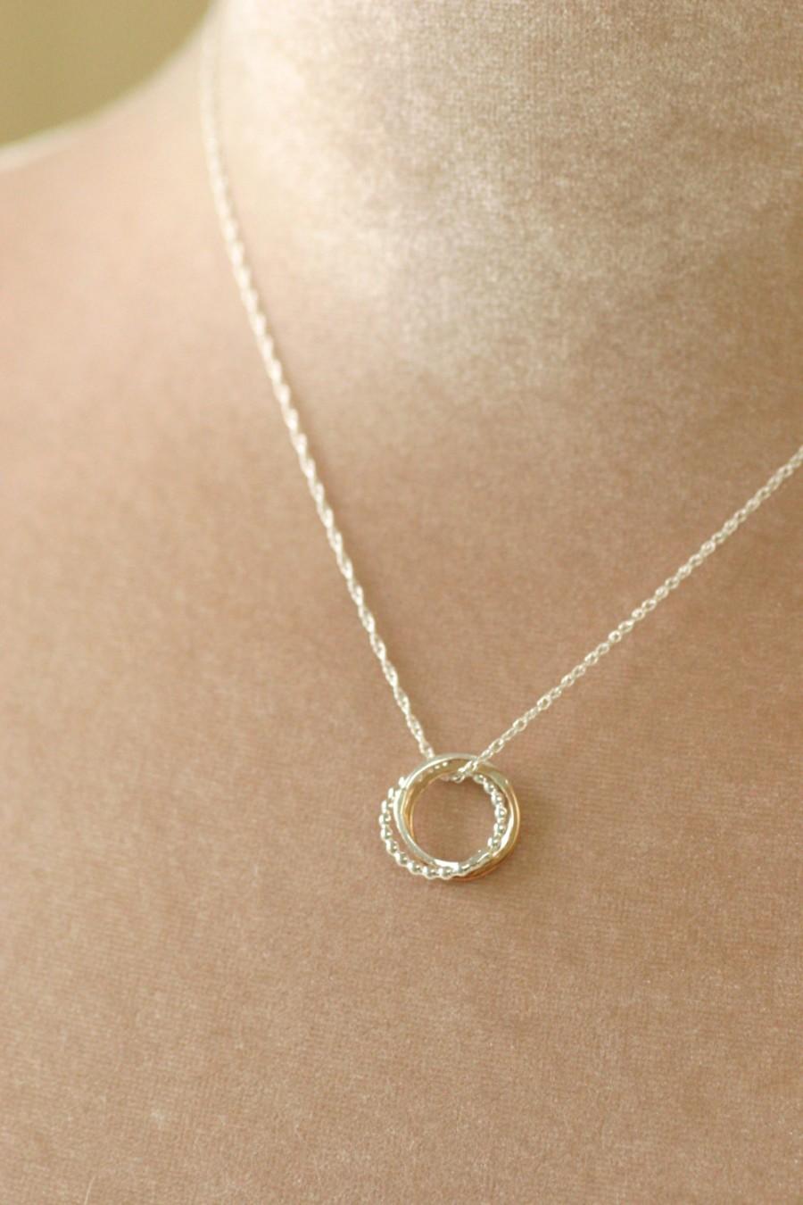 زفاف - Three ring necklace, bridesmaid necklace, three sisters necklace, sister jewelry, gift for bridesmaid - Lilia