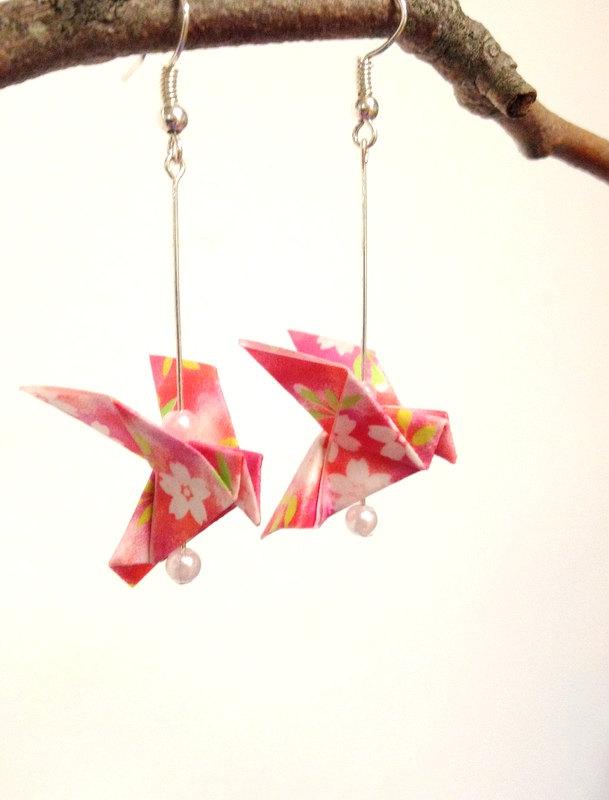 Mariage - SALE - - Origami Bird Earrings, Origami Jewelry, Origami Dove Earrings, Love Birds, Wedding Party Jewelry, Bridesmaids Gifts