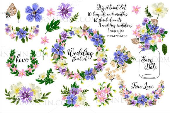 Свадьба - 27 floral clipart 3 wedding invite