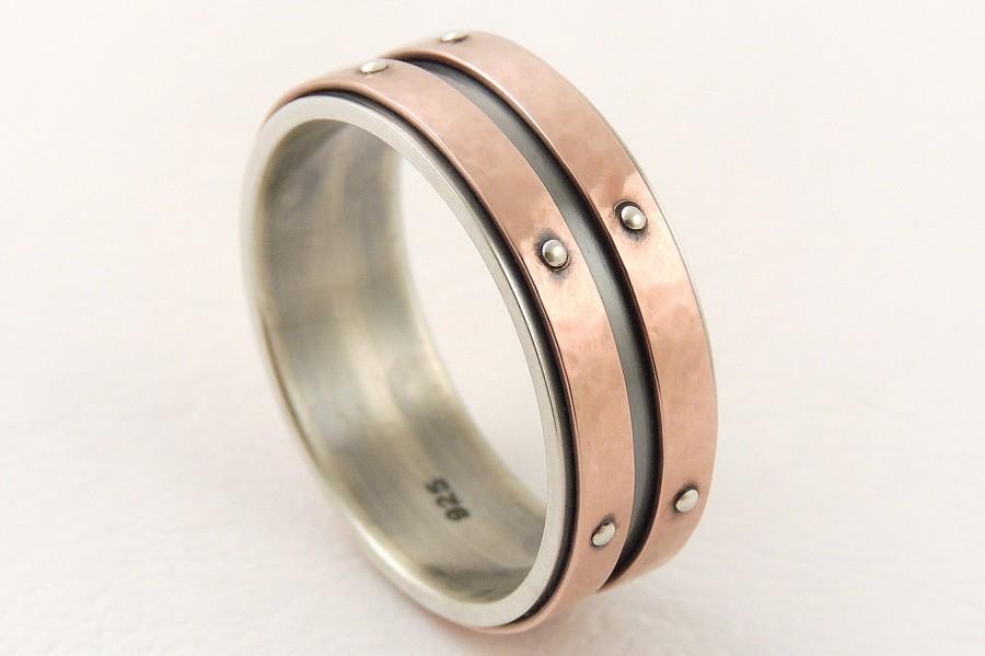 Hochzeit - Unique gold wedding ring - mens ring,mens gold ring,gold engagement ring,yellow gold ring,rose gold ring,14K gold,silver and gold ring