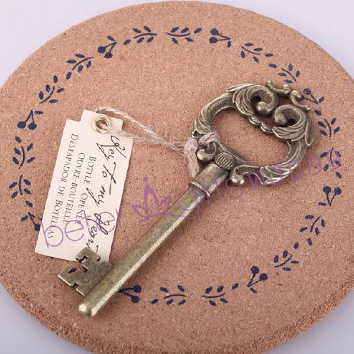 زفاف - Beter Gifts® Vintage Wedding Favor "Key to My Heart" Antique Bottle Opener BETER-WJ099