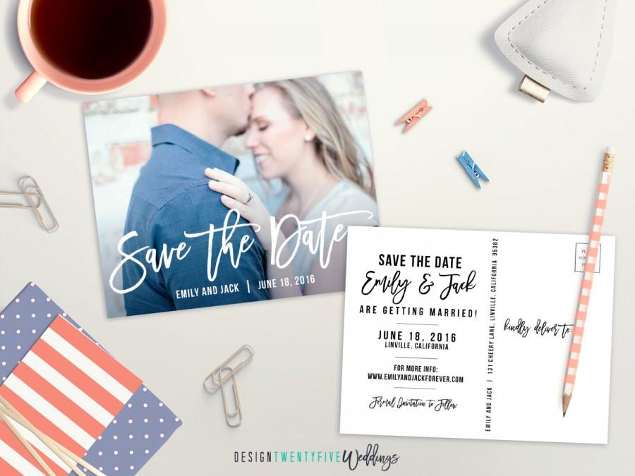 Hochzeit - Printable Save the Date Postcard // 4.25x5.5" // The Emily Collection // Photo Save the Date