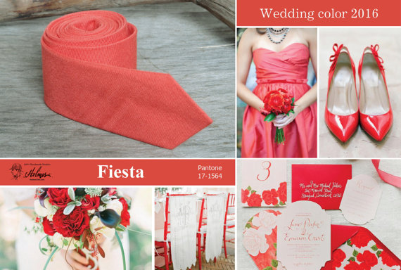 Hochzeit - Wedding Fiesta Ties Men's skinny tie Wedding 2016 Color 2016