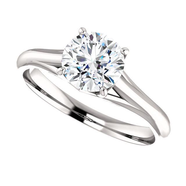 Hochzeit - 1ct Forever Brilliant Moissanite 14K White Gold Diamond Engagement Ring - ST233158R-999
