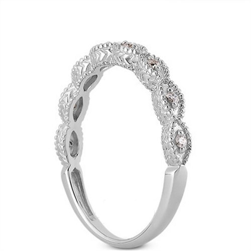 Mariage - Art Deco Antique Style Diamond Milgrain 14K White/Yellow/Rose  Gold half  Eternity Wedding Band Ring Aniversary Ring Gem1161