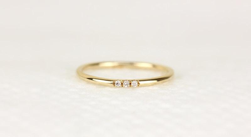 Hochzeit - 14k Solid Yellow Gold Diamond Wedding Ring, Diamond Knuckle Ring In Pave Set,Dainty Stacking Ring,Diamond Midi Ring,Simple Wedding Ring