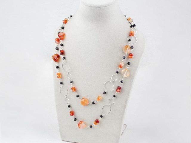 Mariage - Stone Necklace Agate Necklace Rough Cut Stone Necklace Fire Agate Necklace Black Onyx Necklace Multi Strand Necklace Layered Necklace Stone