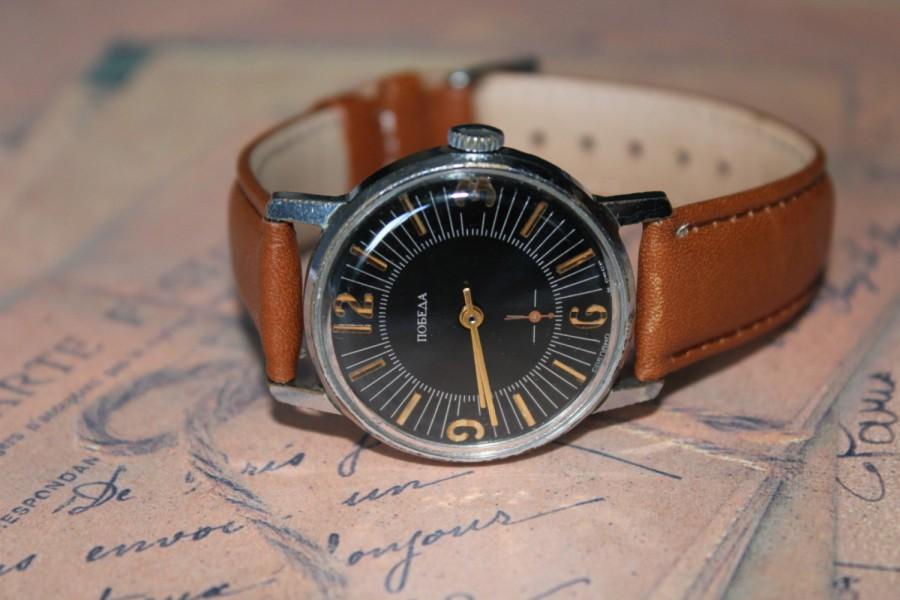Wedding - Pobeda Watch Soviet Mechanical Watches Pobeda Mens Watch 15 Jewels Vintage Watches Pobeda Made In USSR 80's