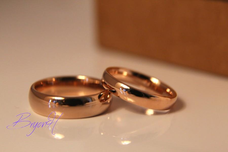 Wedding - Rose gold Tungsten Carbide Rings for Men and Women, Rose gold Tungsten Wedding Bands Set, his and her promise ring, Matching set