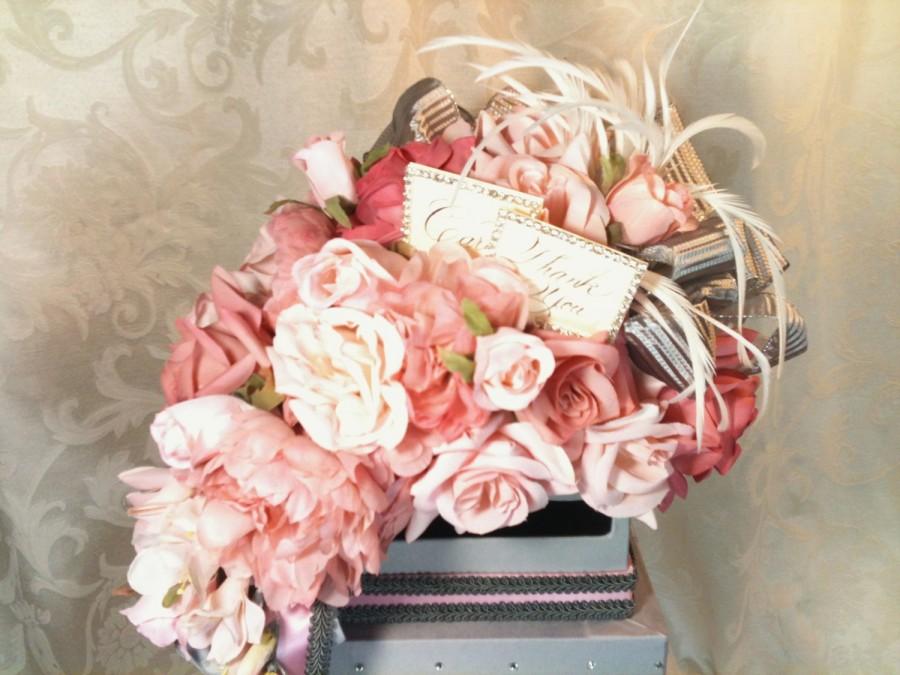 Свадьба - Wedding Card Box Gray and Pink, Elegant, Sophisticated Wedding Card Holder, Reception Card Holder, Custom Made, Unique, Secure, Elegant
