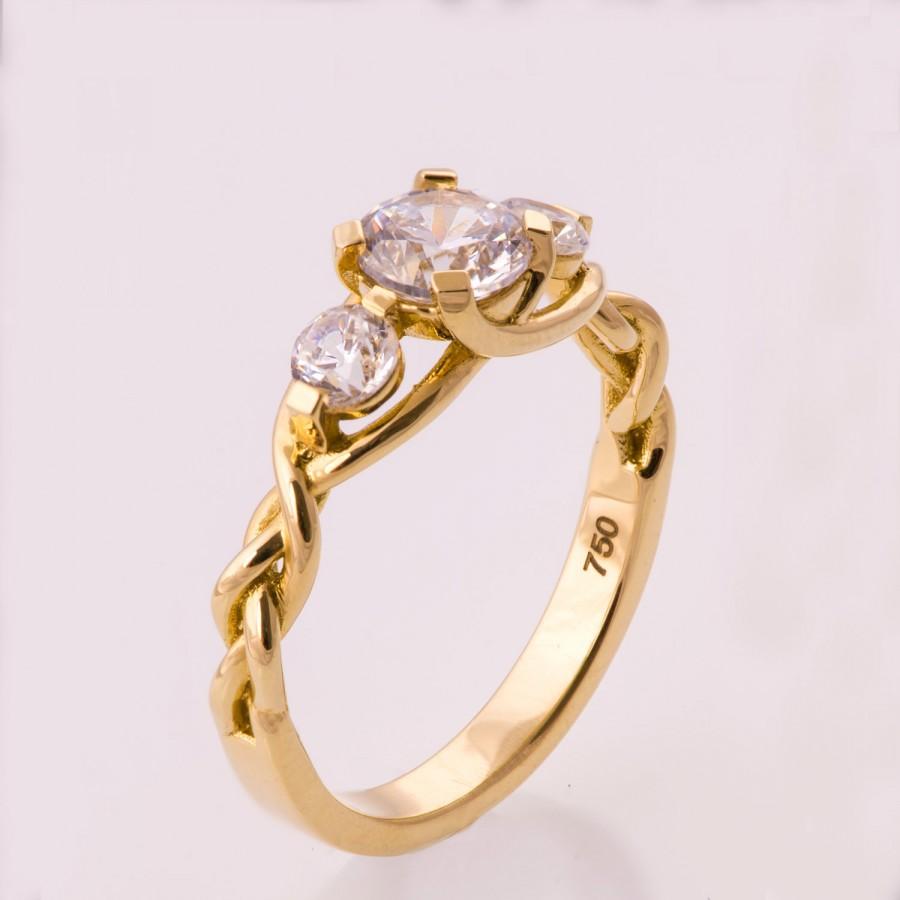 زفاف - Braided Engagement Ring No.7 - 14K Gold and Diamond engagement ring,diamond ring, unique engagement ring, celtic ring, stackable, vintage
