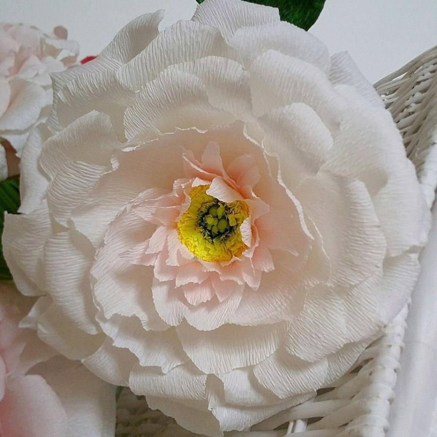 زفاف - Wedding paper camellia, big paper flower, flower Bridesmaid, Pink paper peony, Giant paper peonies, crepe paper flower, single paper peony