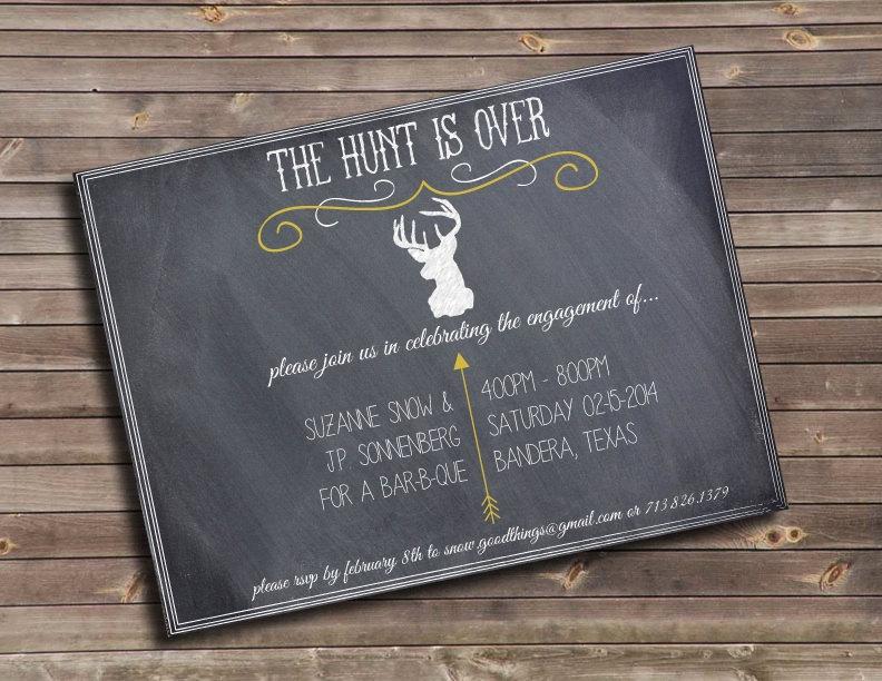 Hochzeit - the hunt is over printable engagement party invitation
